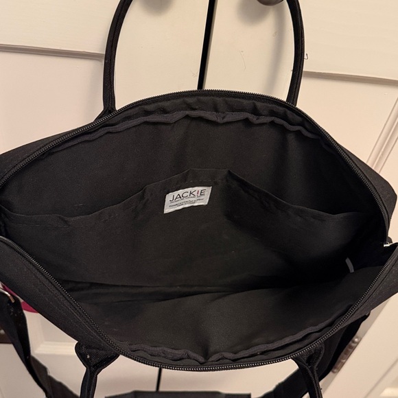 JACKIE Lap Top Case, Pink Floral, Crossbody, 54” strap, Padded Interior, Pockets - Picture 8 of 10